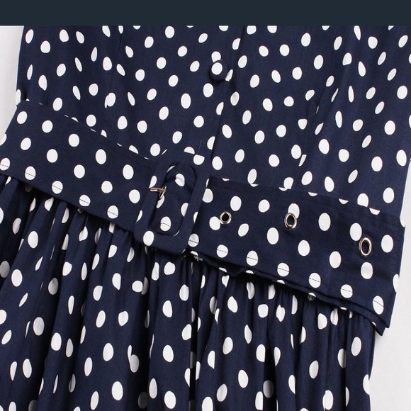 Blue polka dot vintage style dress - Picture 5 of 8